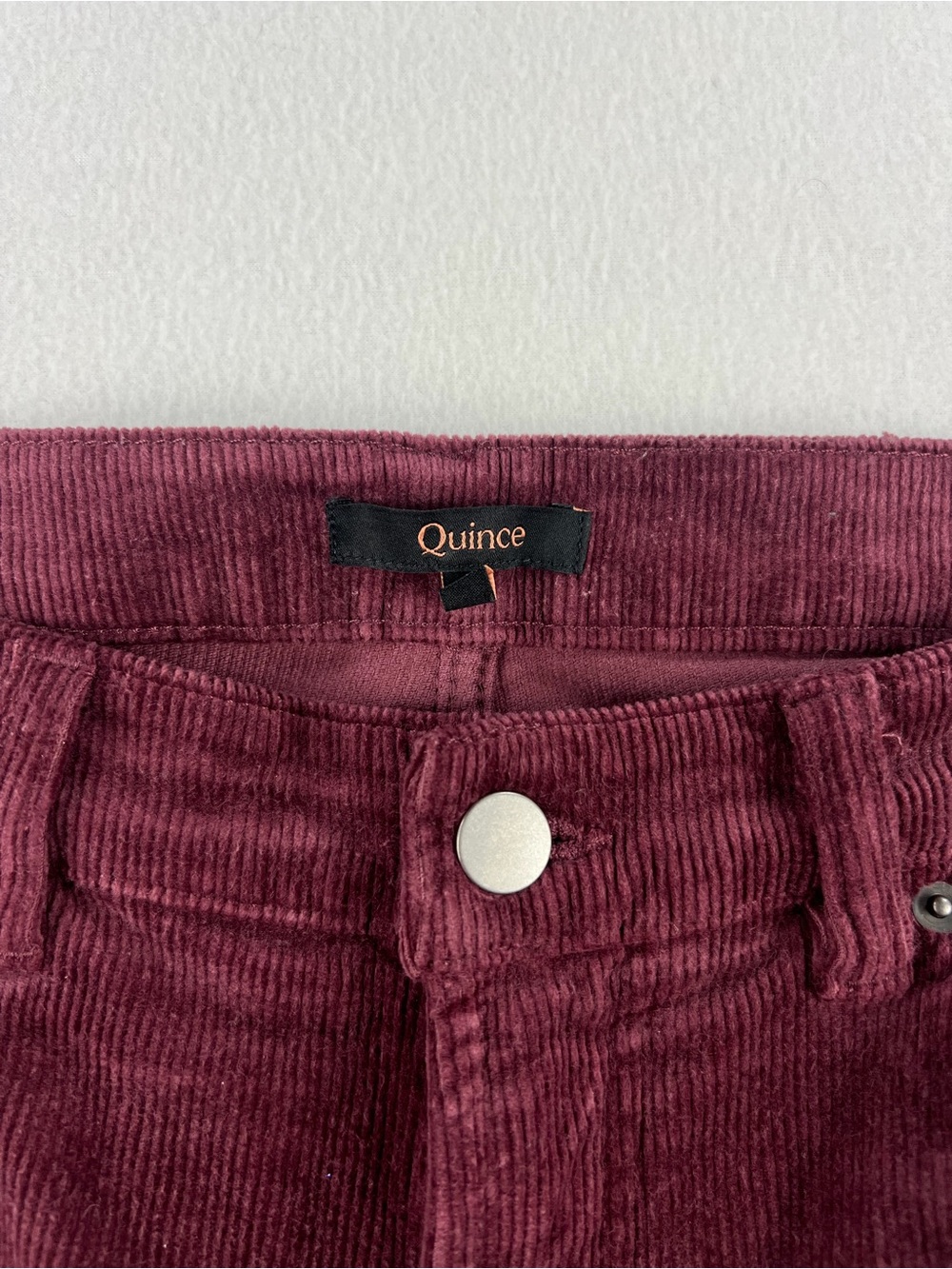 Quince Organic Stretch Corduroy Straight Leg Pant Barolo Burgundy 5 Pocket Sz 14 - Picture 3 of 12